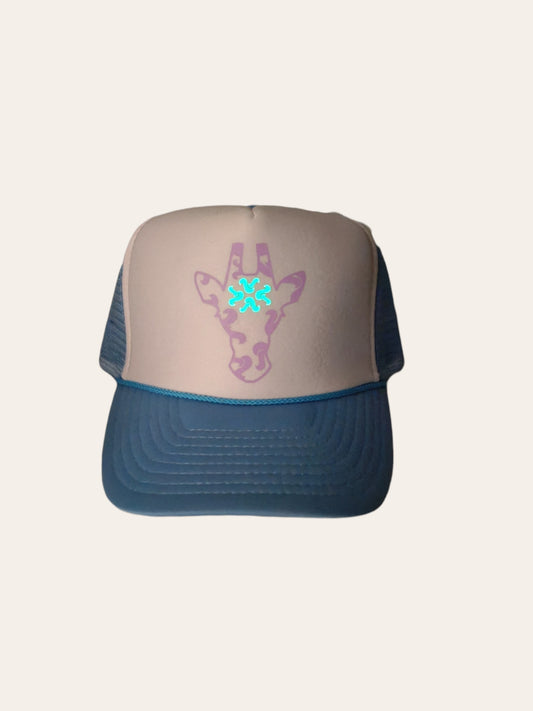 Sky Blue Giraffe Glow Trucker Hat