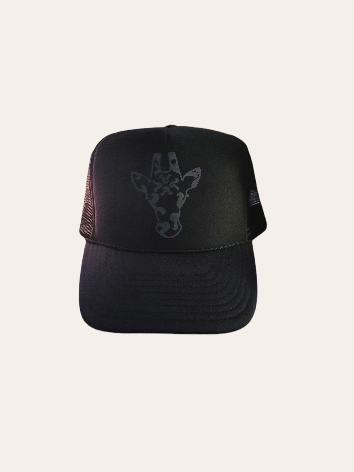 Black On Black Giraffe Hologram Trucker